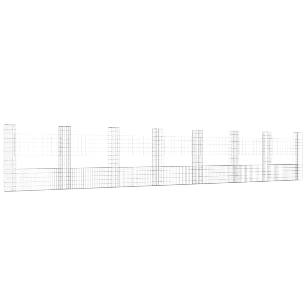 Gabbione a U con 8 Pali in Ferro 860x20x150 cm