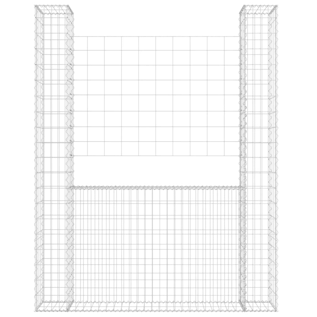 Gabbione a U con 2 Pali in Ferro 140x20x200 cm