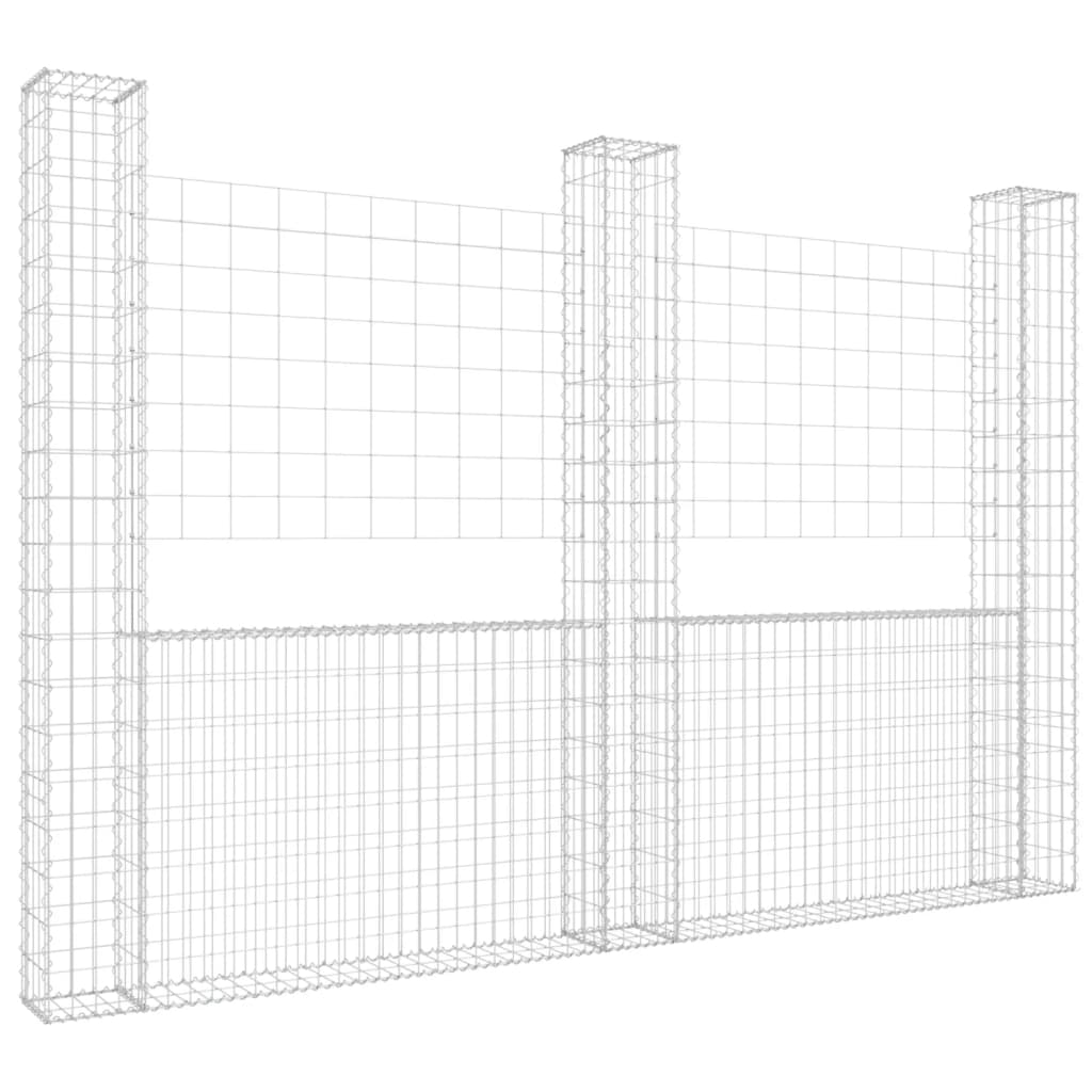Gabbione a U con 3 Pali in Ferro 260x20x200 cm