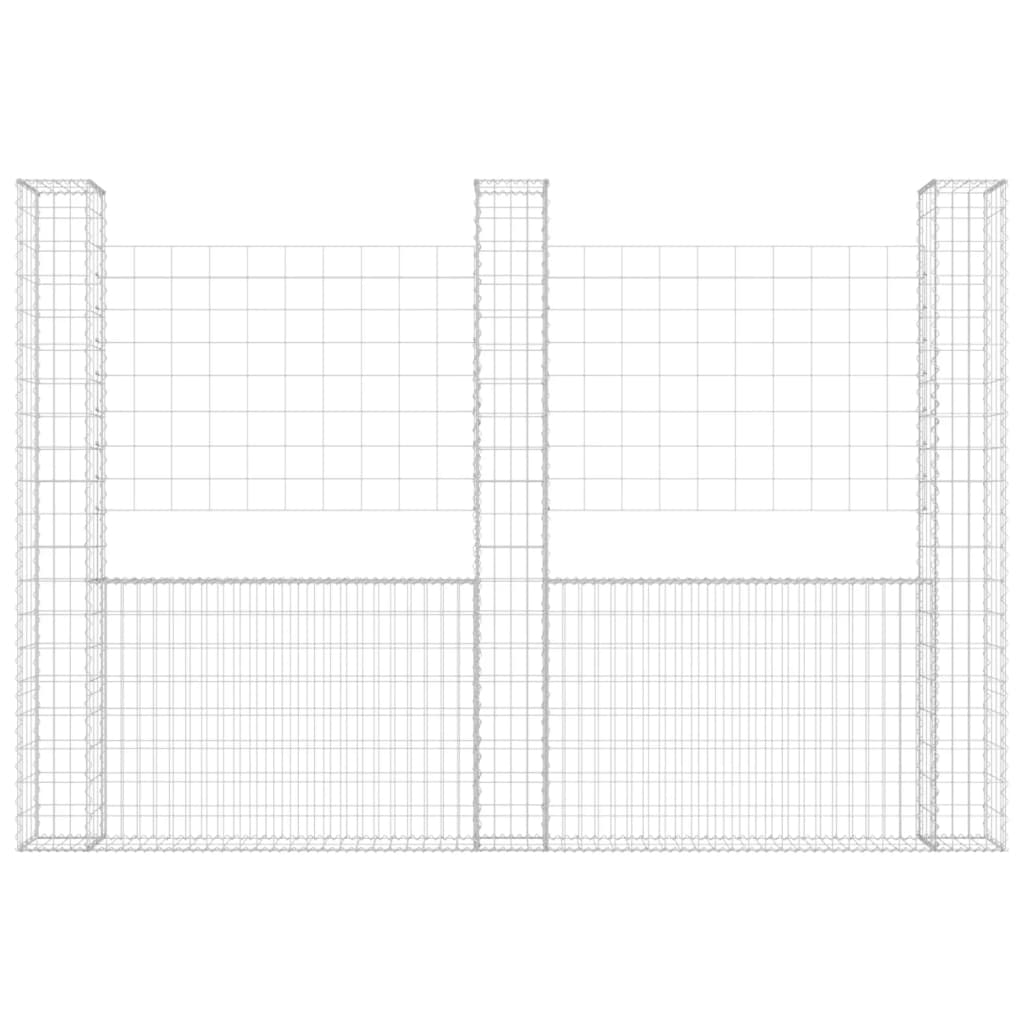 Gabbione a U con 3 Pali in Ferro 260x20x200 cm