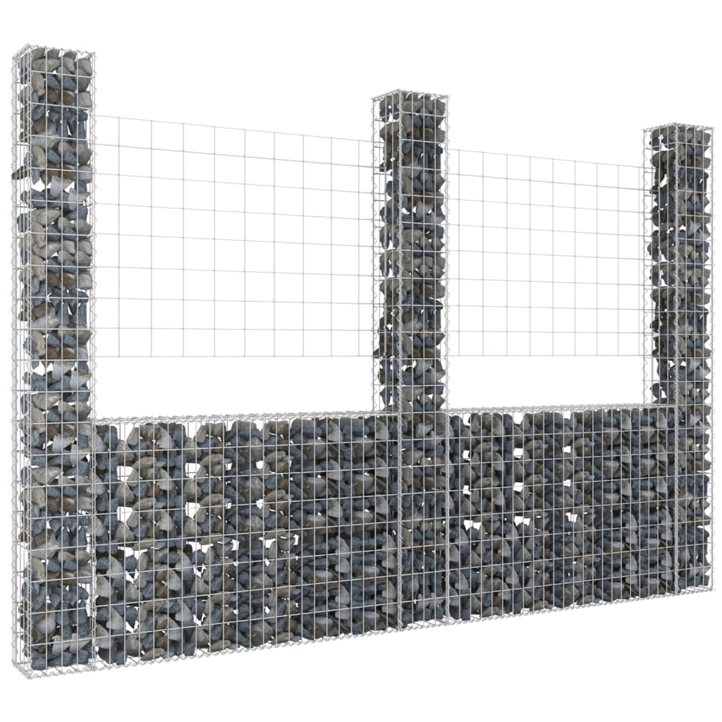Gabbione a U con 3 Pali in Ferro 260x20x200 cm