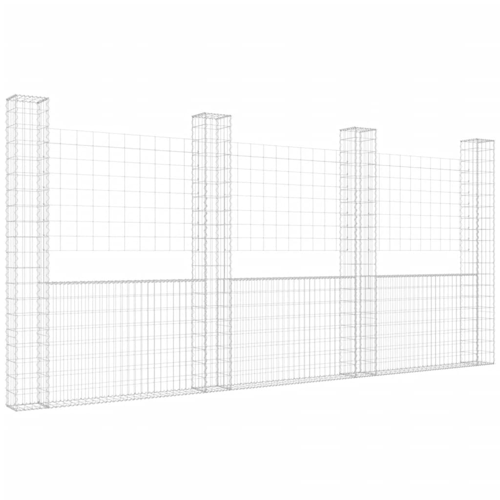 Gabbione a U con 4 Pali in Ferro 380x20x200 cm