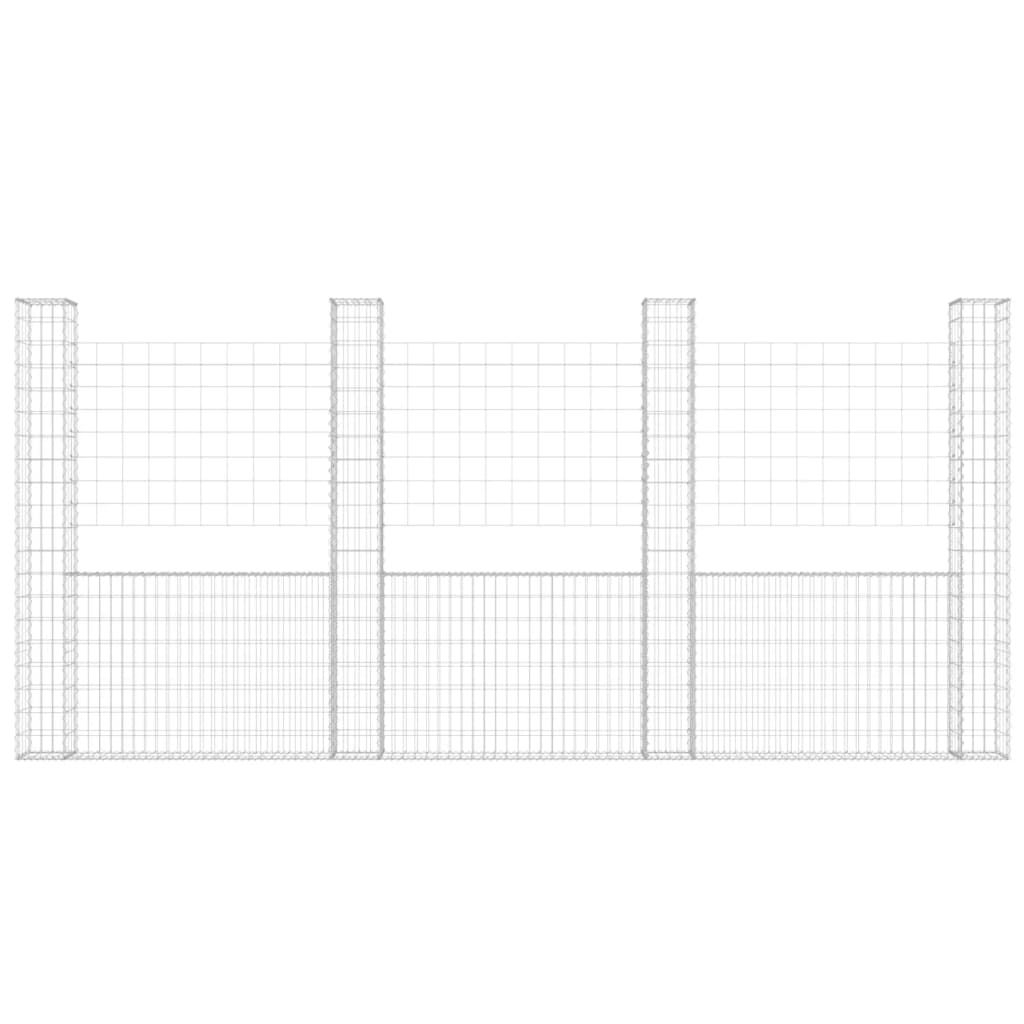 Gabbione a U con 4 Pali in Ferro 380x20x200 cm