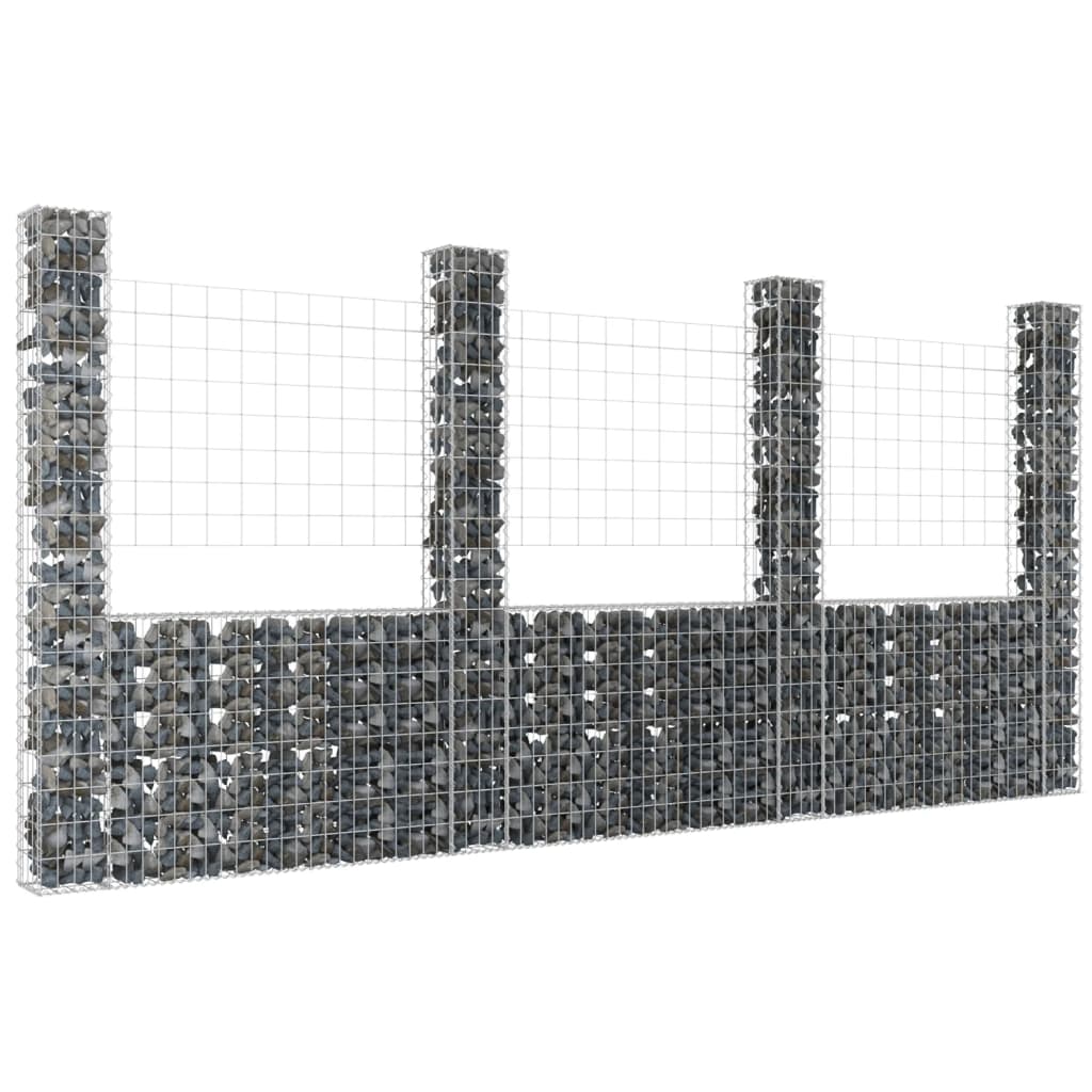 Gabbione a U con 4 Pali in Ferro 380x20x200 cm