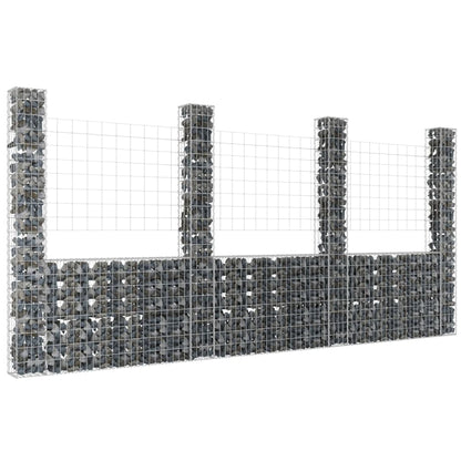 Gabbione a U con 4 Pali in Ferro 380x20x200 cm