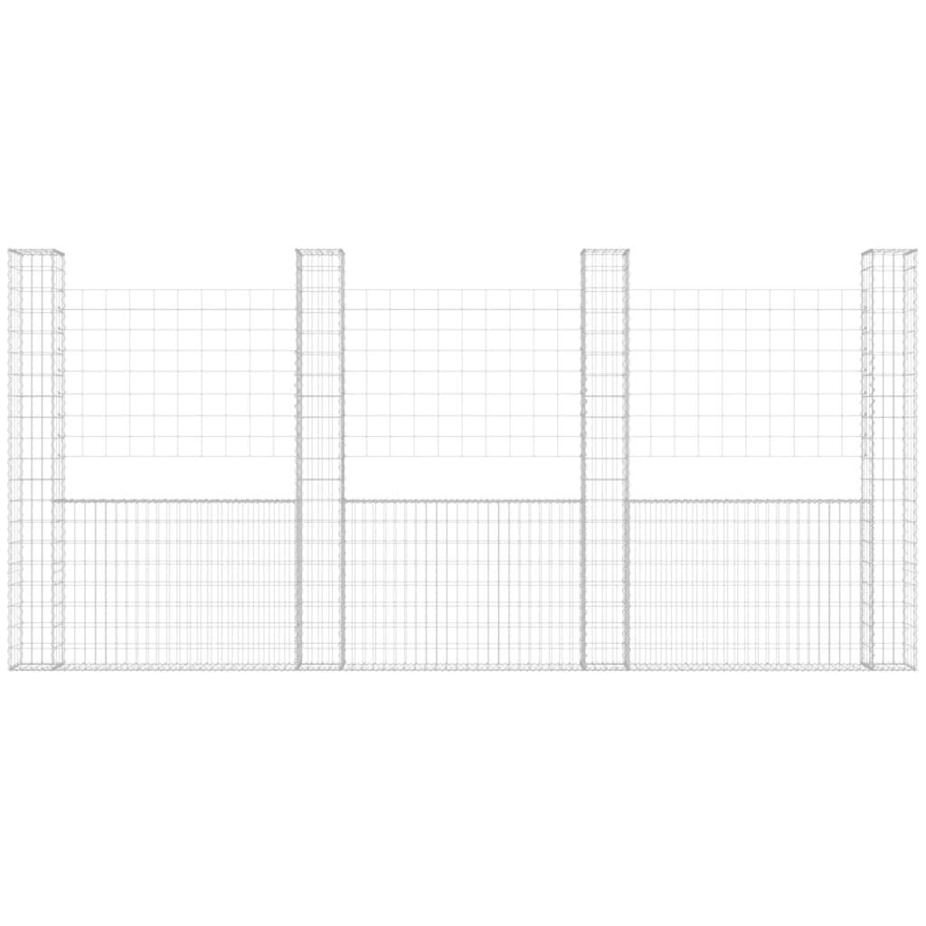 Gabbione a U con 5 Pali in Ferro 500x20x200 cm