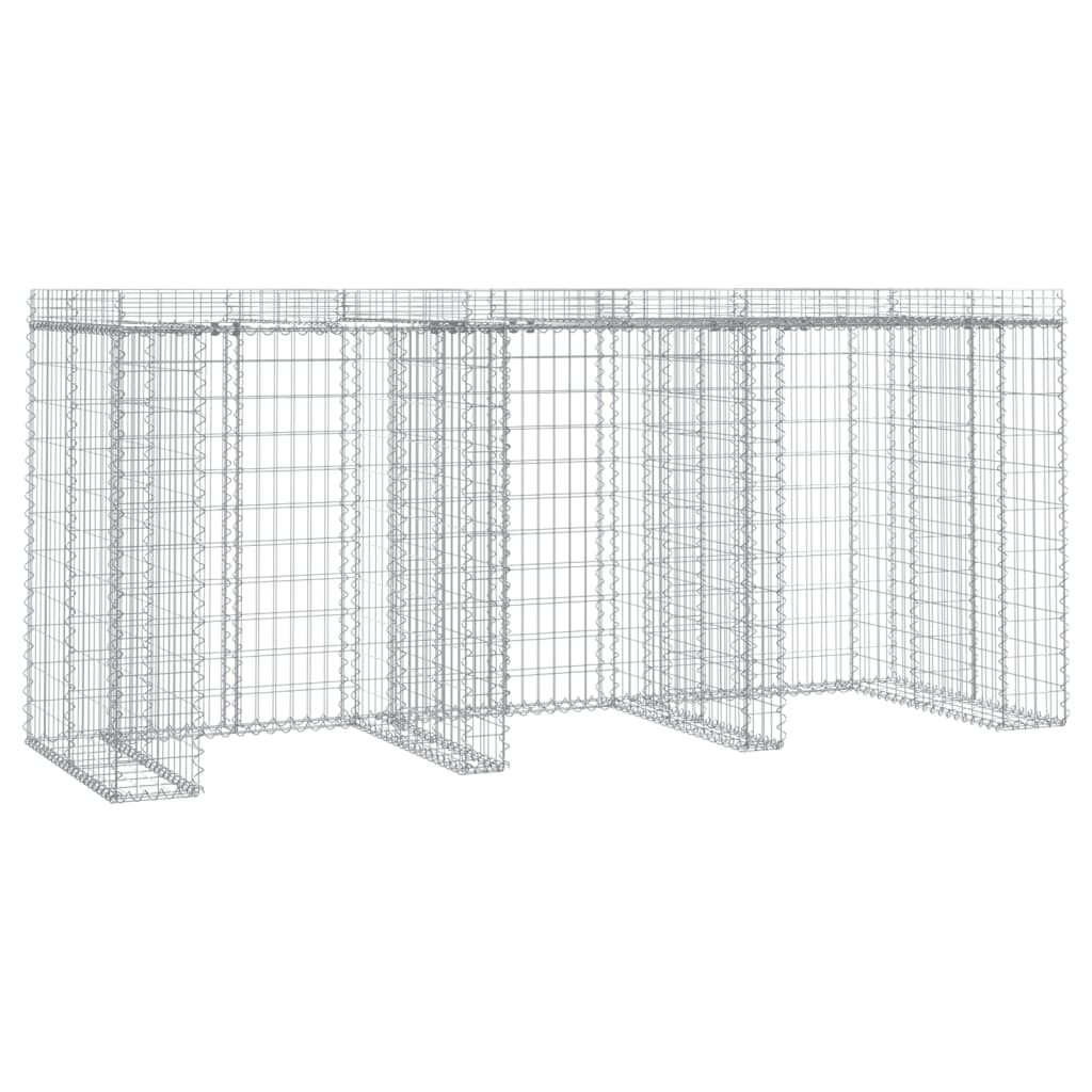 Parete Gabbioni Bidone Spazzatura 270x91x120 cm Ferro Zincato