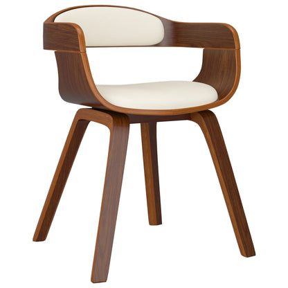 Sedie da Pranzo 4 pz Crema in Legno Curvato e Similpelle