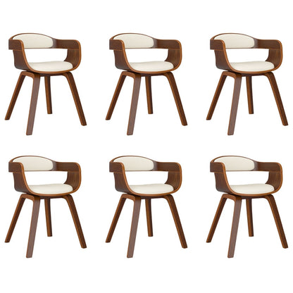 Sedie da Pranzo 6 pz Crema in Legno Curvato e Similpelle