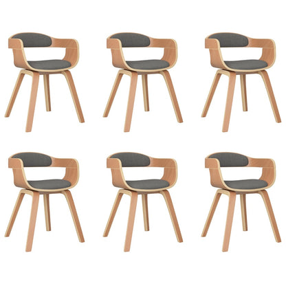 Sedie da Pranzo 6 pz Grigio Chiaro Legno Curvato e Tessuto