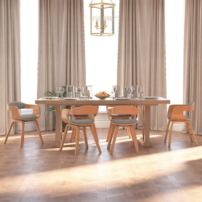 Sedie da Pranzo 6 pz Tortora in Legno Curvato e Tessuto