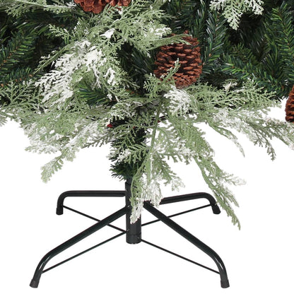Albero di Natale con Pigne Verde e Bianco 120 cm in PVC e PE