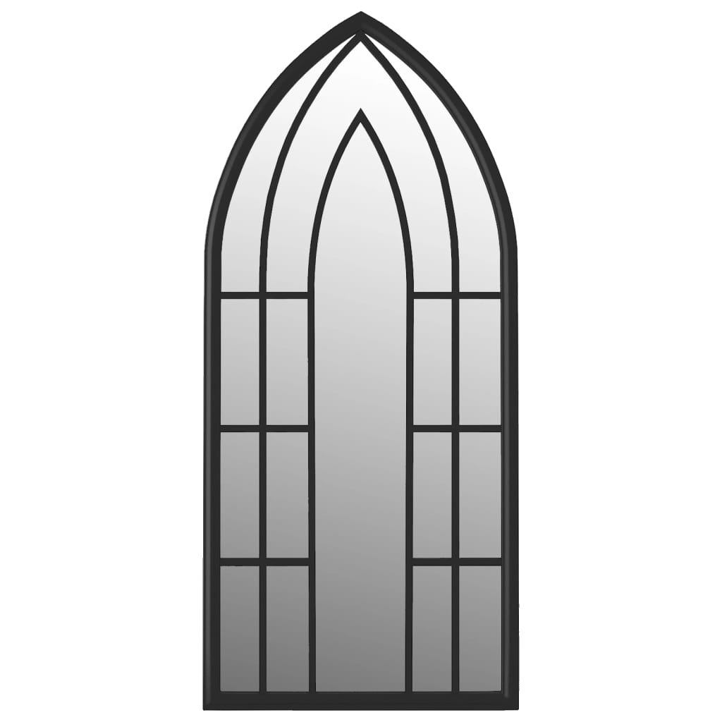 Specchio da Giardino Nero 100x45 cm in Ferro per Uso Esterno