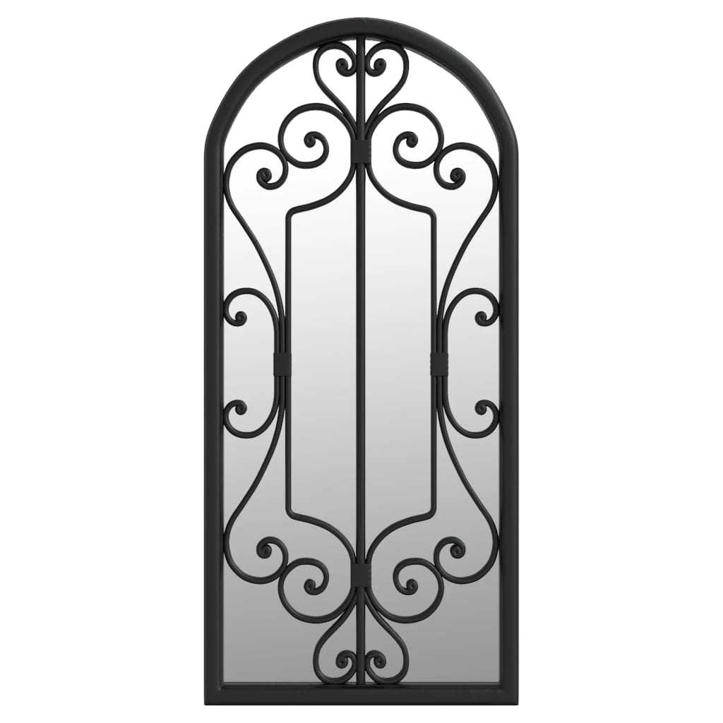 Specchio da Giardino Nero 100x45 cm in Ferro per Uso Esterno