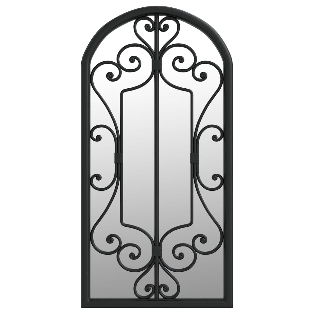 Specchio da Giardino Nero 70x30 cm in Ferro per Uso Esterno