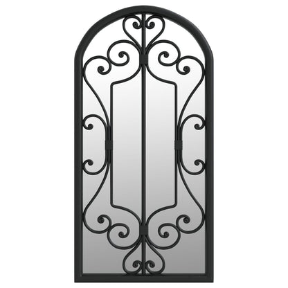 Specchio da Giardino Nero 70x30 cm in Ferro per Uso Esterno
