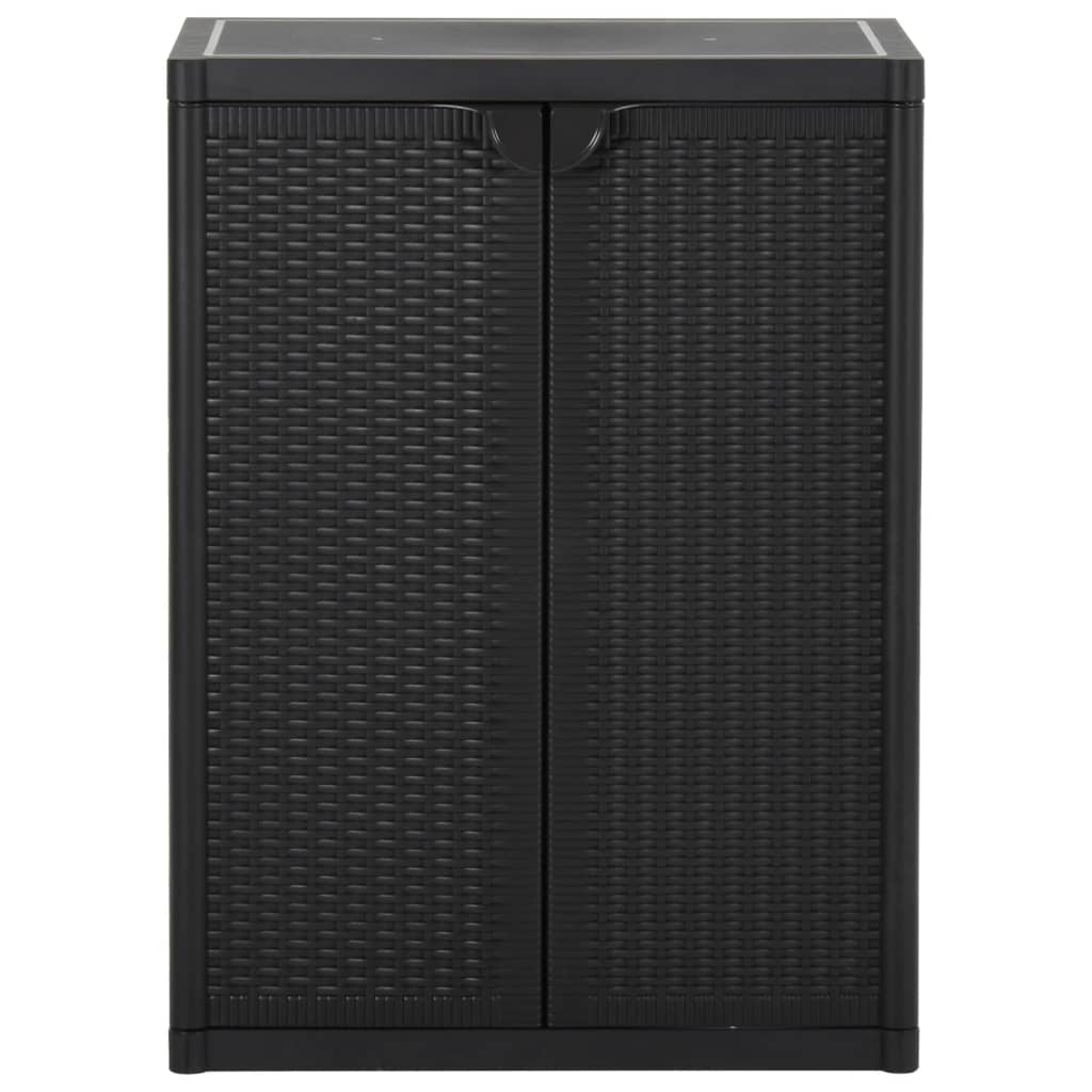 Armadio da Giardino Nero 65x45x88 cm in Rattan PP