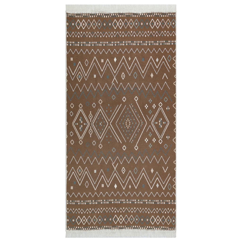Tappeto Beige e Blu 120x180 cm in Cotone