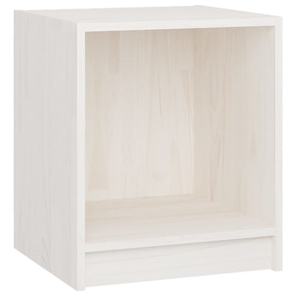 Comodino Bianco 35,5x33,5x41,5 cm in Legno Massello di Pino