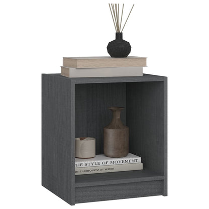 Comodini 2 pz Grigi 35,5x33,5x41,5 cm in Legno Massello di Pino