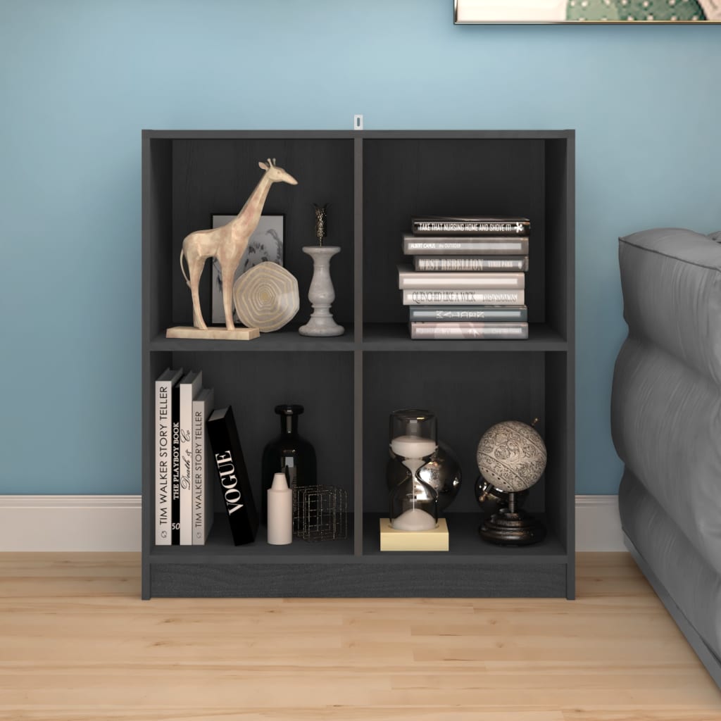 Credenza Grigia 70x33x76 cm in Legno Massello di Pino