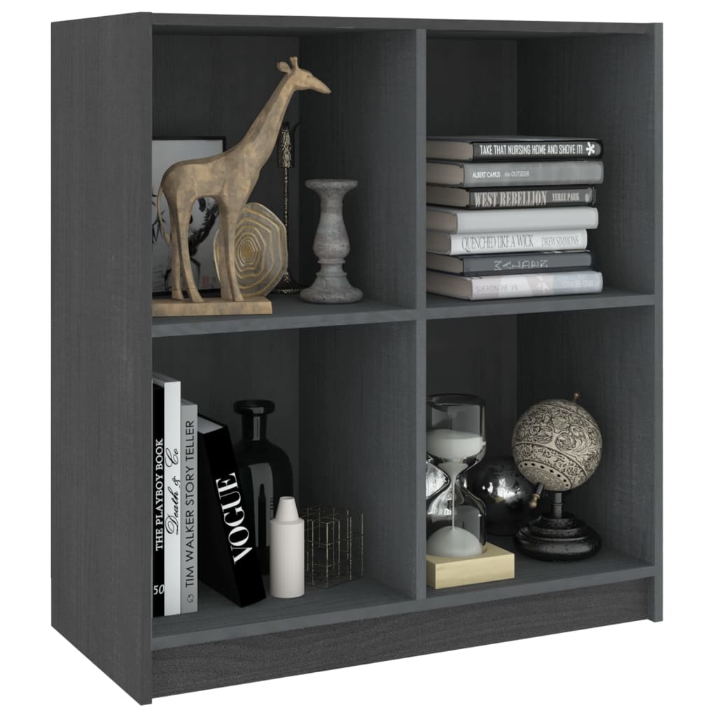 Credenza Grigia 70x33x76 cm in Legno Massello di Pino