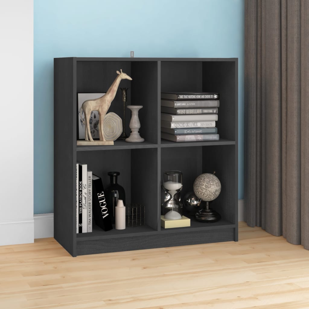 Credenza Grigia 70x33x76 cm in Legno Massello di Pino