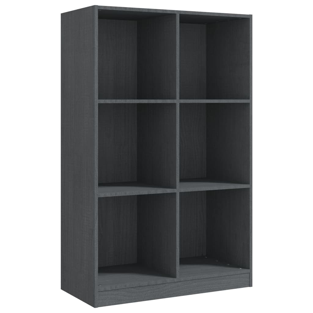 Libreria Grigia 70x33x110 cm in Legno Massello di Pino