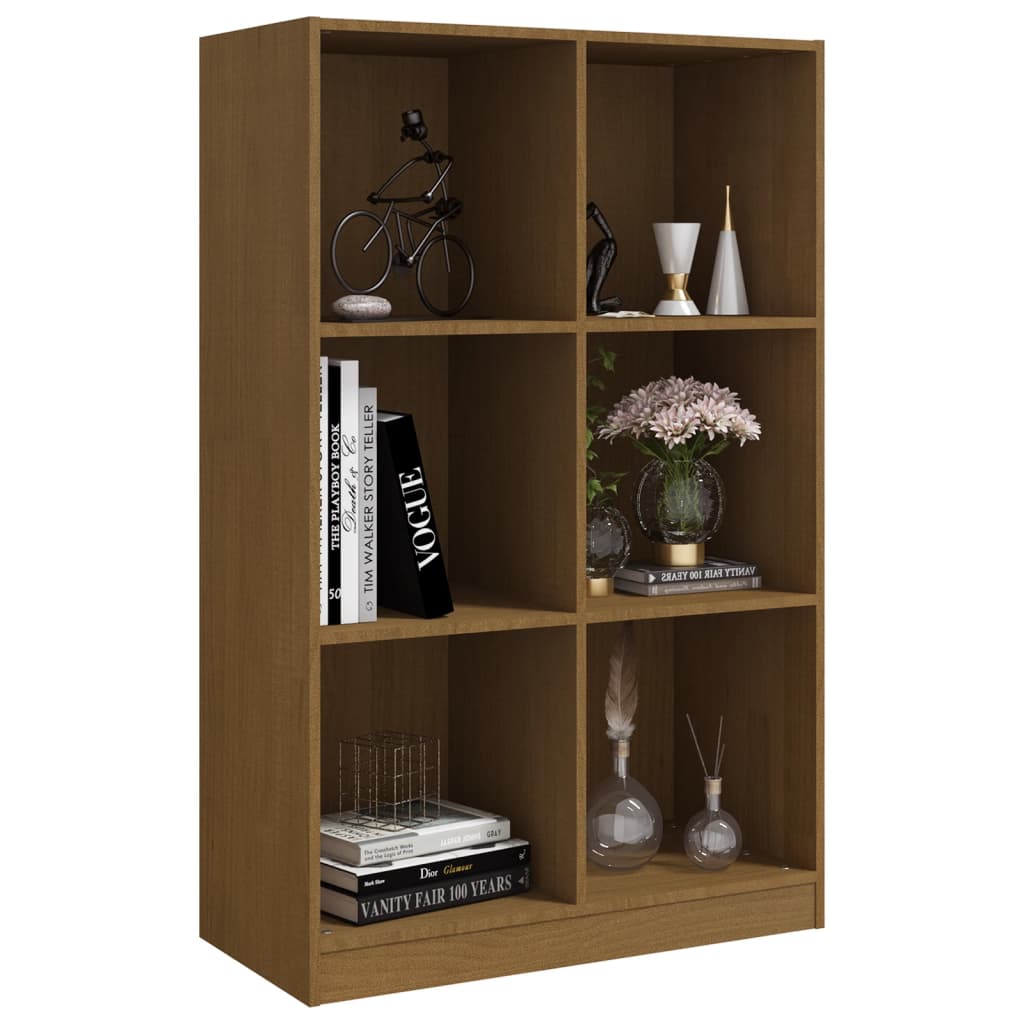 Libreria Marrone Ambra 70x33x110 cm in Legno Massello di Pino