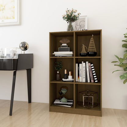 Libreria Marrone Ambra 70x33x110 cm in Legno Massello di Pino