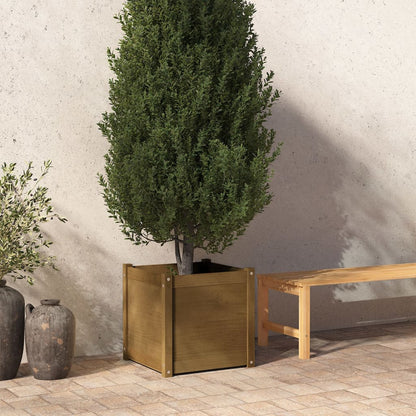 Fioriera Giardino Marrone Ambra 50x50x50 cm Legno Massello Pino