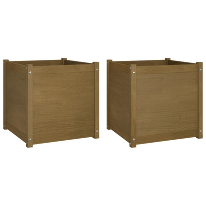 Fioriere 2 pz Ambra 60x60x60 cm in Legno Massello di Pino