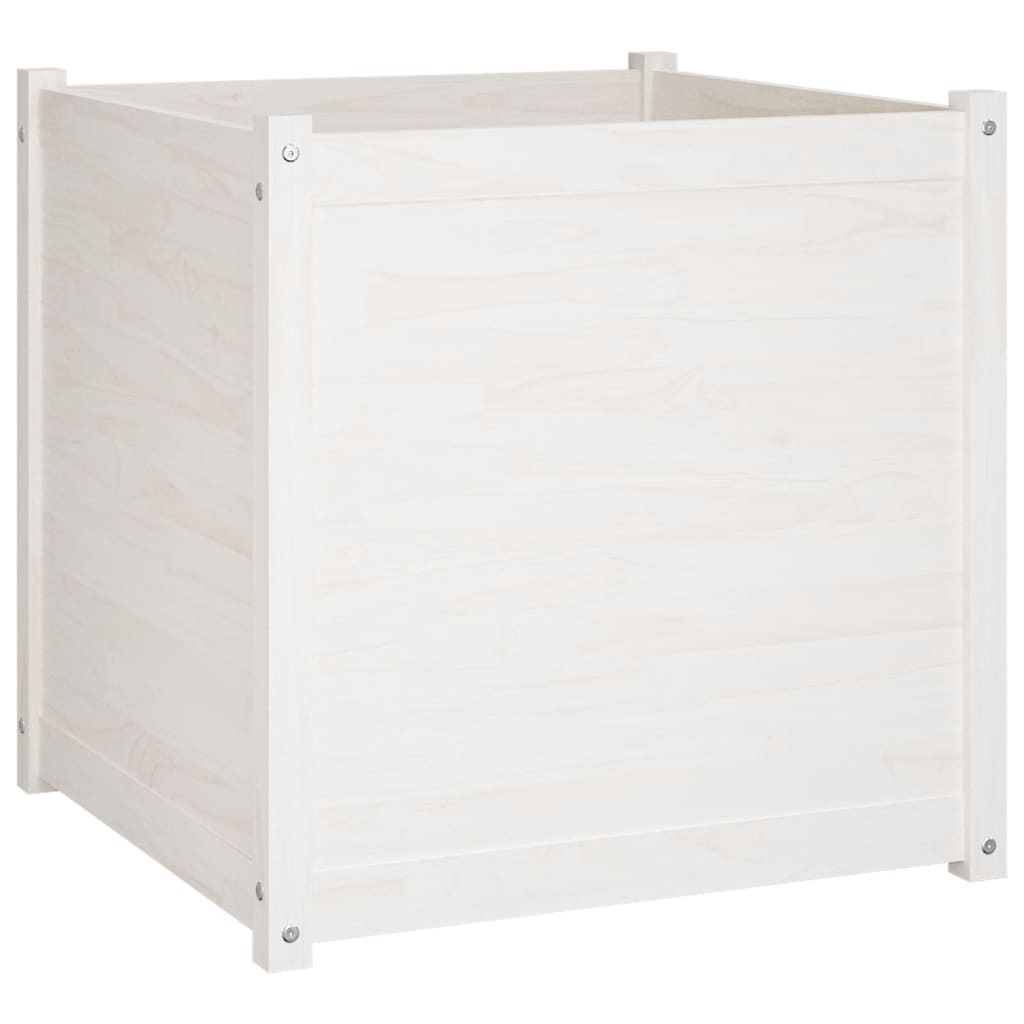 Fioriera da Giardino Bianca 70x70x70 cm Legno Massello di Pino