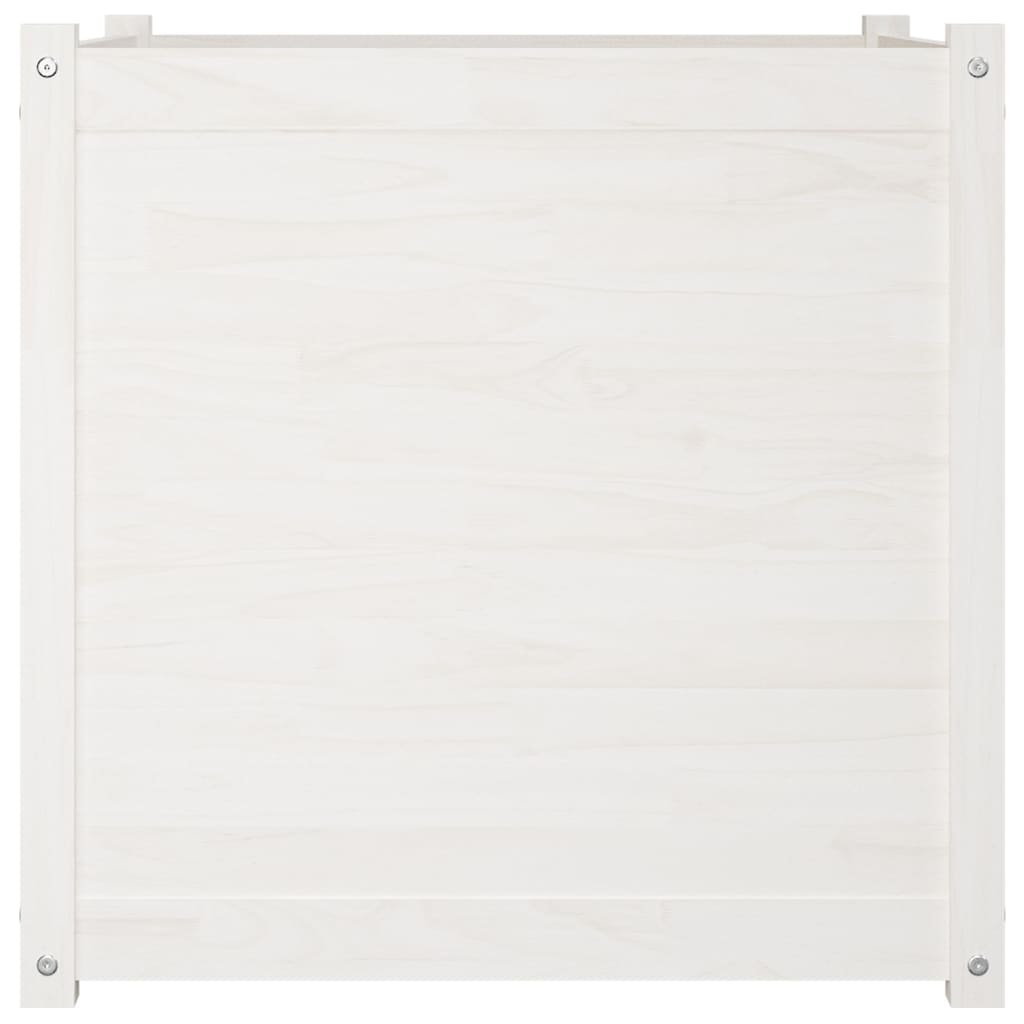 Fioriera da Giardino Bianca 70x70x70 cm Legno Massello di Pino