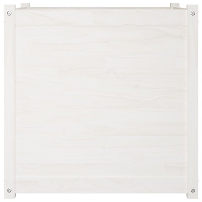 Fioriera da Giardino Bianca 70x70x70 cm Legno Massello di Pino