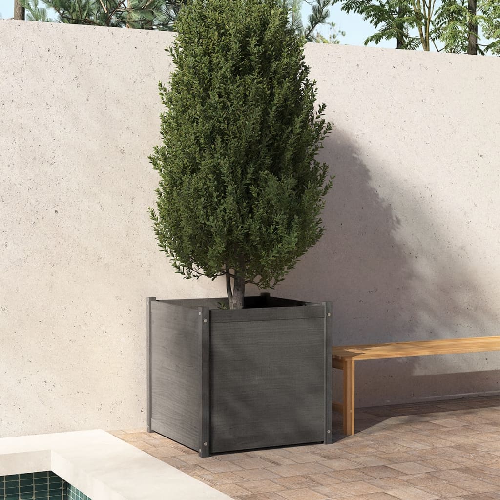 Fioriera da Giardino Grigia 70x70x70 cm Legno Massello di Pino