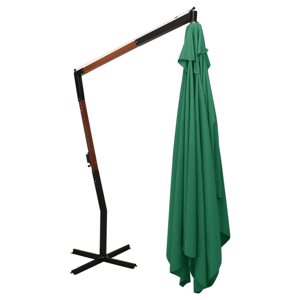 Ombrellone a Sbalzo da Giardino Palo in Legno 400x300 cm Verde
