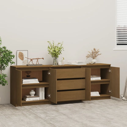Credenza Marrone Ambra 180x36x65 cm in Legno Massello di Pino