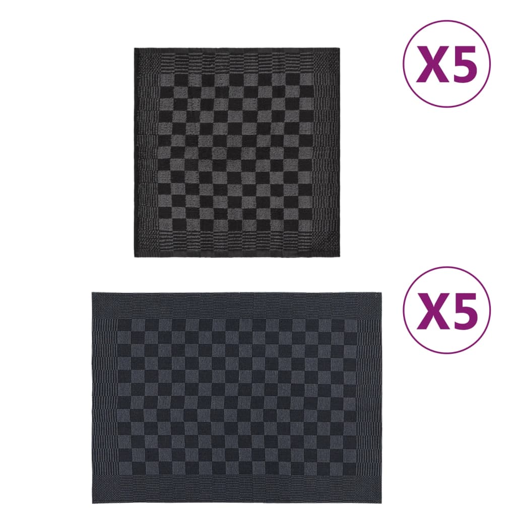 Set Strofinacci 10 pz in Cotone Nero e Grigio