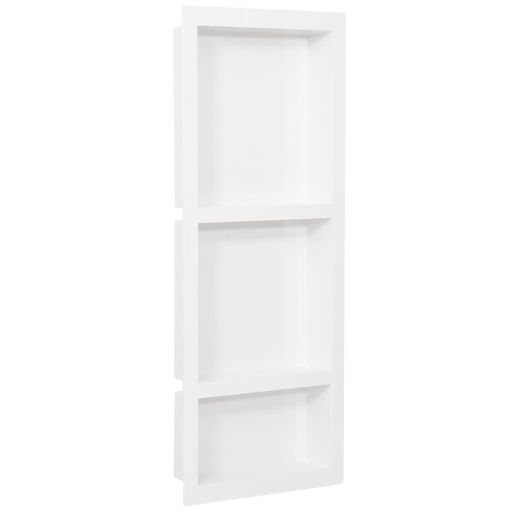 Nicchia da Doccia con 3 Scomparti Bianco Lucido 41x99x9 cm
