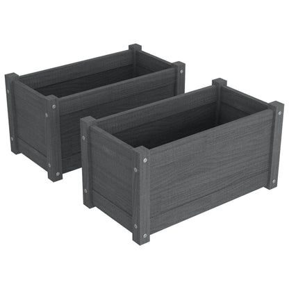 Fioriere da Giardino 2 pz Grigie 60x31x31cm in Massello di Pino