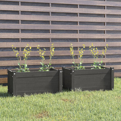 Fioriere da Giardino 2 pz Grigie 60x31x31cm in Massello di Pino