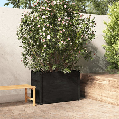 Fioriera da Giardino Nera 100x50x70cm in Legno Massello di Pino