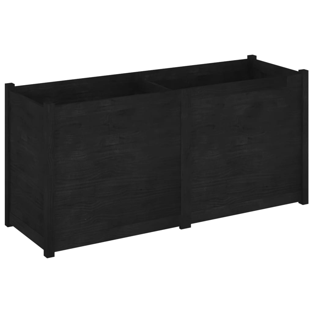 Fioriera da Giardino Nera 150x50x70 cm Legno Massello di Pino