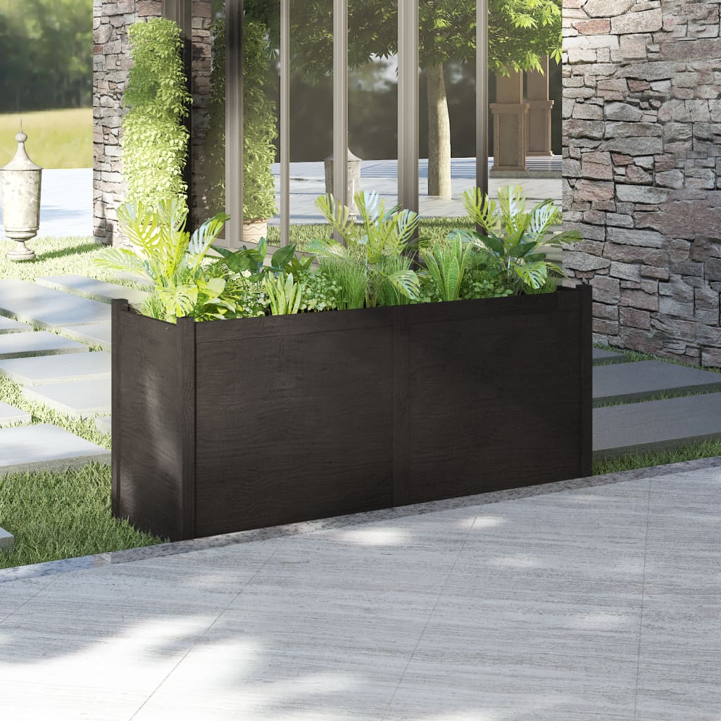 Fioriera da Giardino Nera 150x50x70 cm Legno Massello di Pino
