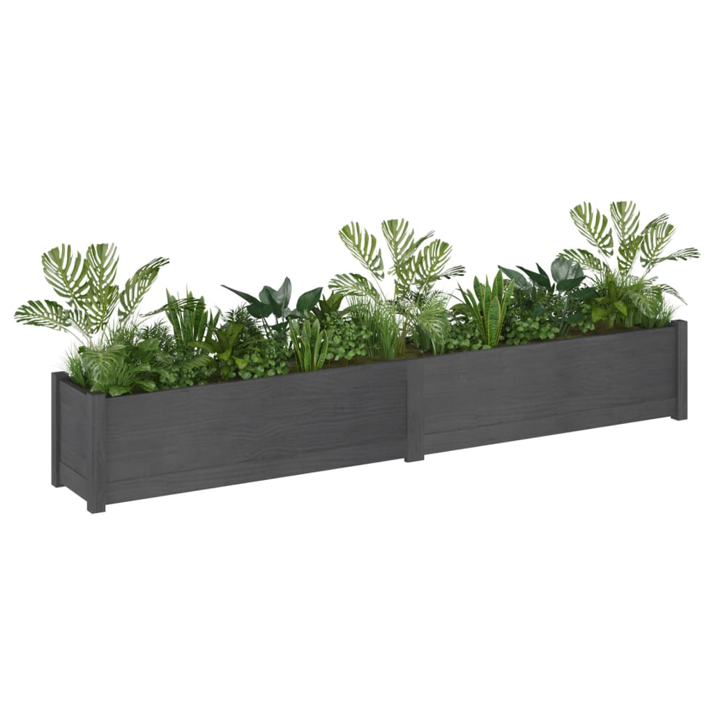 Fioriera da Giardino Grigia 200x31x31 cm Legno Massello di Pino