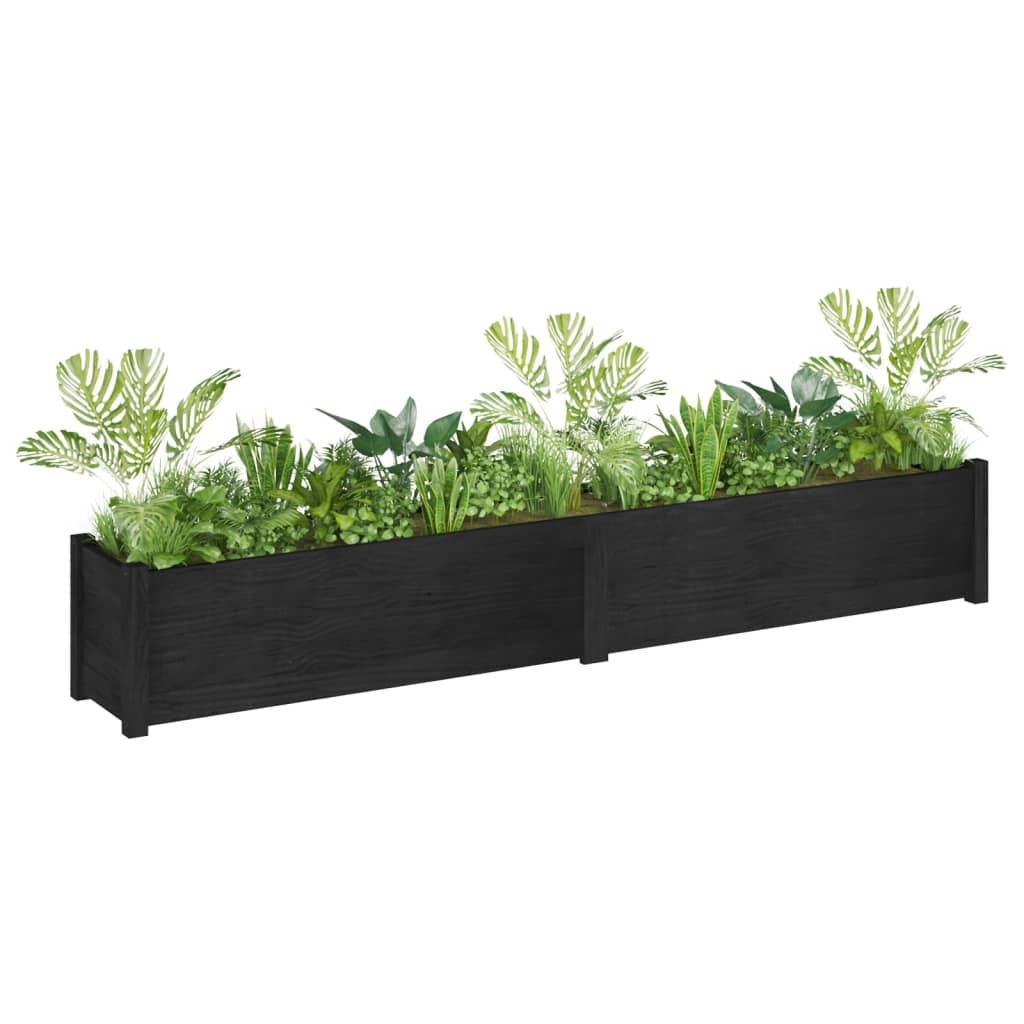 Fioriera da Giardino Nera 200x31x31 cm Legno Massello di Pino