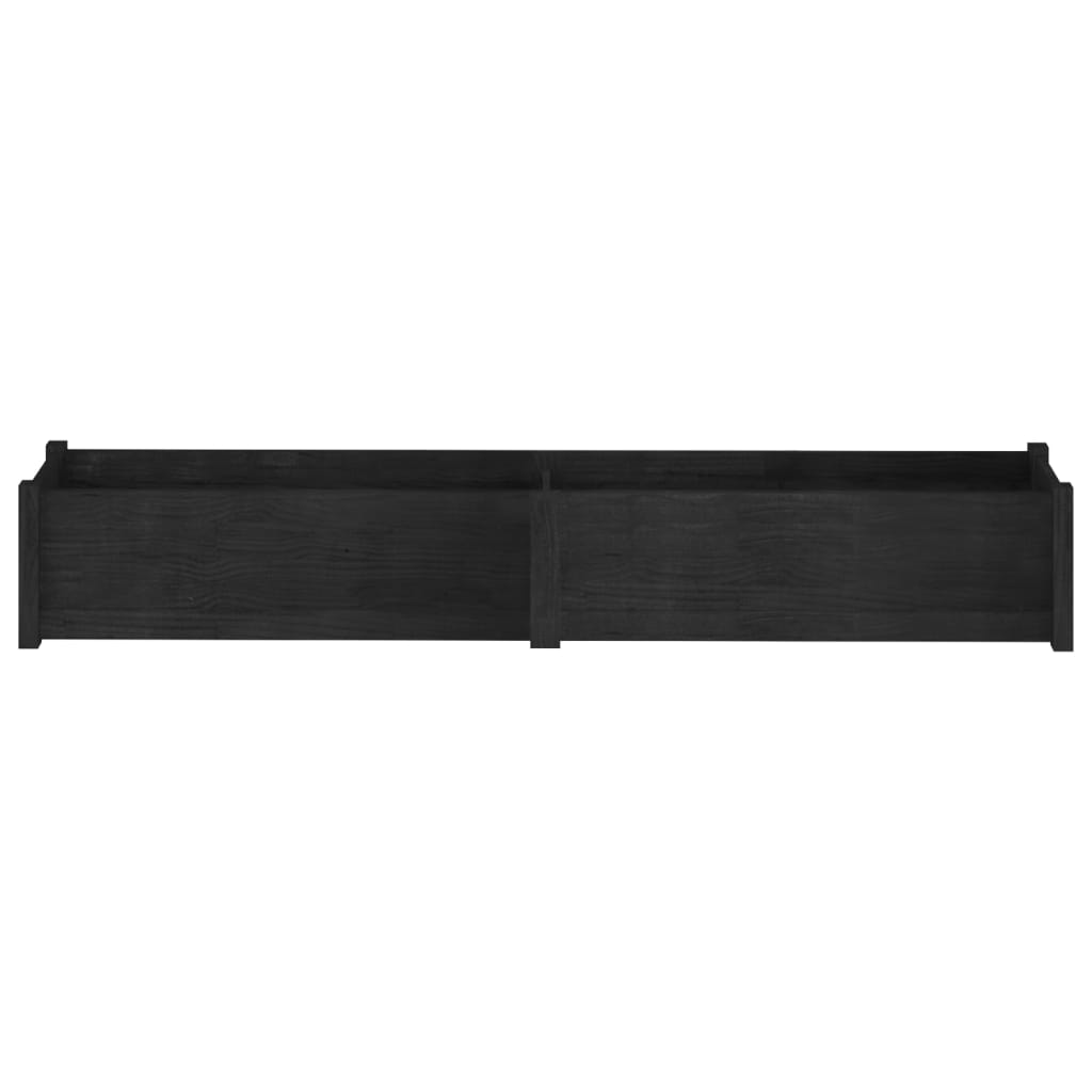 Fioriera da Giardino Nera 200x31x31 cm Legno Massello di Pino