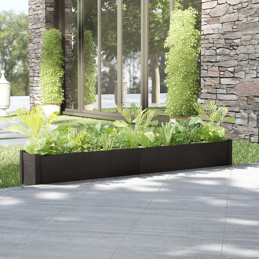 Fioriera da Giardino Nera 200x31x31 cm Legno Massello di Pino