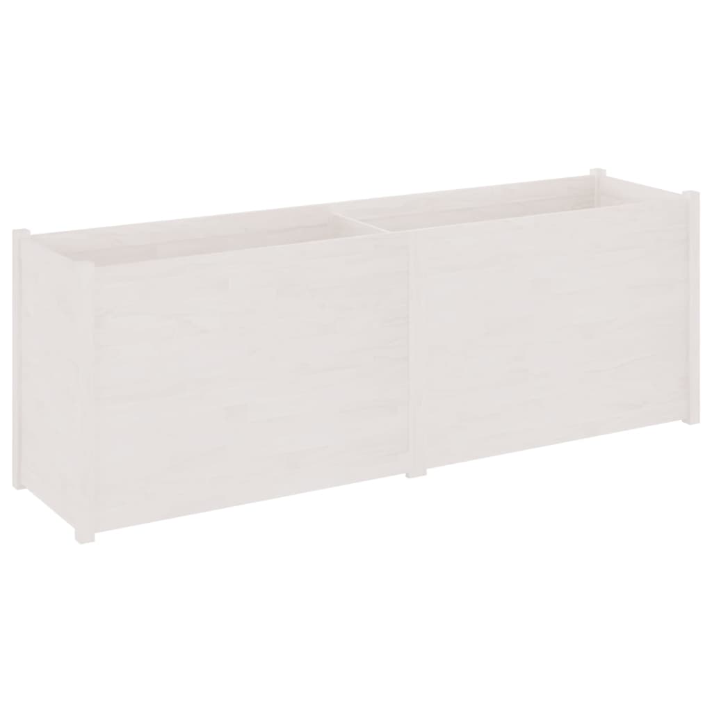 Fioriera da Giardino Bianca 200x50x70 cm in Legno di Pino